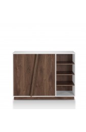 Shoe Storage| Furniture of America Hudsonville White and Walnut Multi Storage Shoe Cabinet - PN89339