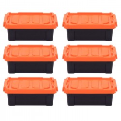 Plastic Storage Containers| IRIS 6-Pack Small 3-Gallon (12-Quart) Black, Orange Tote with Latching Lid - ZY93529