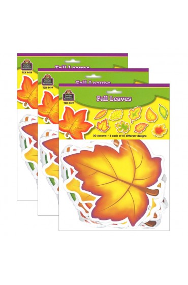Classroom Decorations| Teacher Created Resources Fall Leaves Accents, 30 Per Pack, 3 Packs - BH10494