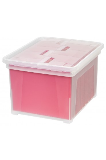 Desktop Organizers| IRIS Medium 0.01-Gallon (0.01-Quart) Clear Storage Bucket with Hinged Lid - ST70328