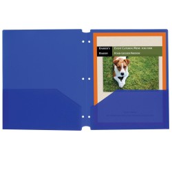 Folders| C-Line Two-Pocket Poly Portfolios with Three-Hole Punch, Blue, Box of 25 - MC34230