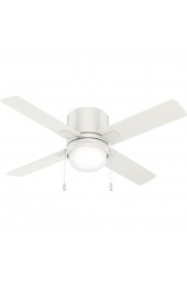 | Hunter Minikin 44-in Fresh White LED Indoor Flush Mount Ceiling Fan with Light (4-Blade) - IF23980