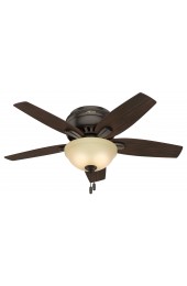 | Hunter Newsome 42-in Premier Bronze LED Indoor Flush Mount Ceiling Fan with Light (5-Blade) - HW29745