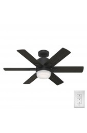 | Hunter Radeon 44-in Matte Black LED Indoor Smart Ceiling Fan with Light Wall-mounted Remote (6-Blade) - TY72026