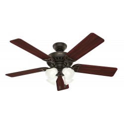 | Hunter Studio Series 52-in New Bronze LED Indoor Downrod or Flush Mount Ceiling Fan with Light (5-Blade) - NX85135
