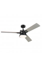 | Kichler Pillar 52 Inch LED Indoor Ceiling Fan in Satin Black with Reversible Walnut and Silver Blades and Remote Control - MH32680