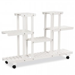 Planters, Stands & Window Boxes| Goplus 21.5-in H x 10-in W White Outdoor Rectangular Wood Plant Stand - WJ06256