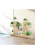Planters, Stands & Window Boxes| Goplus Costway 31.5-in H x 10-in W Brown Indoor/Outdoor Corner Wood Plant Stand - KI91800