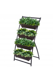 Planters, Stands & Window Boxes| KHOMO GEAR 26.7-in W x 65.7-in Black/Brown Metal Self Watering Planter - IA32089