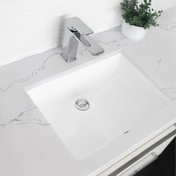 Bathroom Sinks| Stylish Porcelain Sinks White Porcelain Undermount Rectangular Modern Bathroom Sink with Overflow Drain (14.5-in x 21.25-in) - QY32049