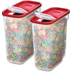 Rubbermaid Premium Modular Food Lids Cereal Keeper 2-Pack 18-Cup Stacking Space Saving Plastic Storage Containers Clear