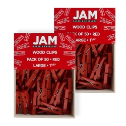 Clothespins| JAM Paper 100-Pack Red Wood Clothespins - RD47659