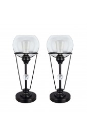 Desk Lamps| Aspen Creative Corporation 18.25-in Matte Black Desk Lamp with Glass Shade - FC89886