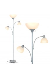 Floor Lamps| Brightech 72-in Platinum Silver Torchiere with Reading Light Floor Lamp - DK15838