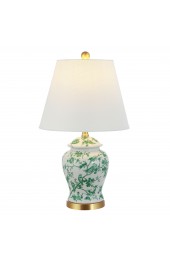 Table Lamps| JONATHAN Y Traditional Green/White Rotary Socket Table Lamp with Linen Shade - OW84565