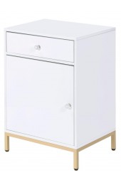 | ACME FURNITURE Ottey 20-in W x 30-in H Wood Composite White High Gloss and Gold Freestanding Utility Storage Cabinet - HG52060